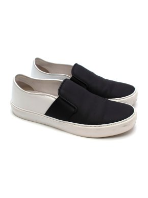 Chanel Black & White Slip-on Sneakers