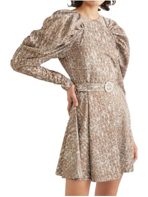 Rotate Birger Christensen Snake Print Ruffled Mini Dress