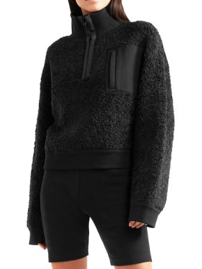 T by Alexander Wang Black Wool Blend Fleece Sweater