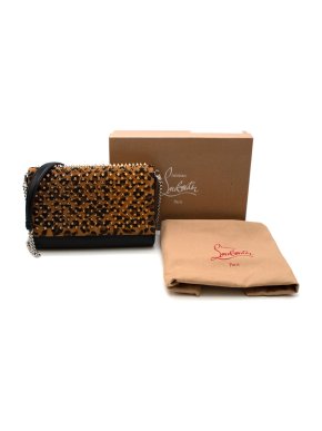 Christian Louboutin Black & Leopard Leather Paloma Clutch
