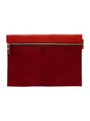 Victoria Beckham Red Leather & Pony Hair Pouch