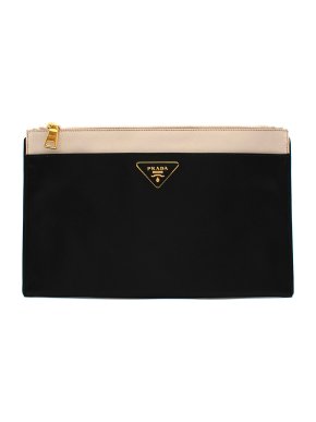 Prada Two-Tone Saffiano Leather Pouch