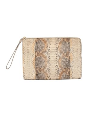 Lanvin Beige Python Skin Pouch