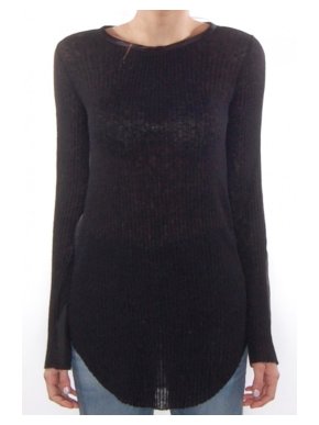 Rag & Bone Black Marian Ribbed Front Round Neck Tunic