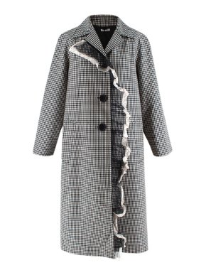 Miu Miu Wool & Mohair Gingham Coat with Lace Detail