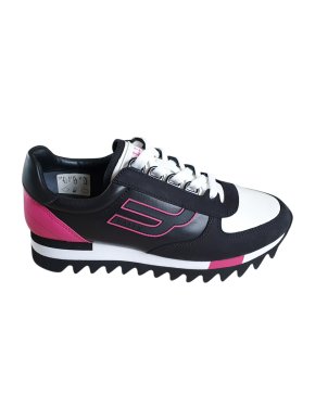 Bally Black, White & Pink Calfskin Sneakers