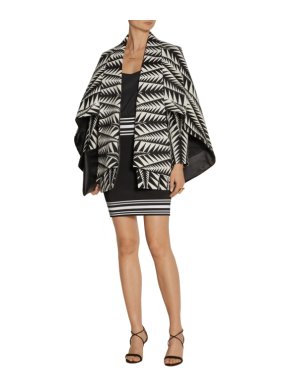 Balmain Black & White Jacquard Cape Coat