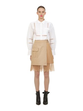 Self Portrait Beige Canvas Mini Wrap Skirt