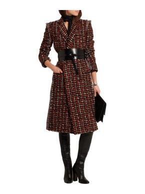 Haider Ackermann Wool-blend Red & Black Tweed Coat