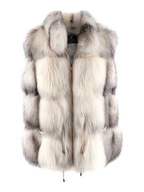 Elcom White and Grey Fox Fur Zipped Gilet