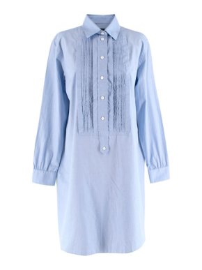 Burberry Blue Bib-Front Cotton-Chambray Shirt Dress