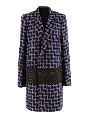 Haider Ackermann Blue Tweed Double Breasted Coat