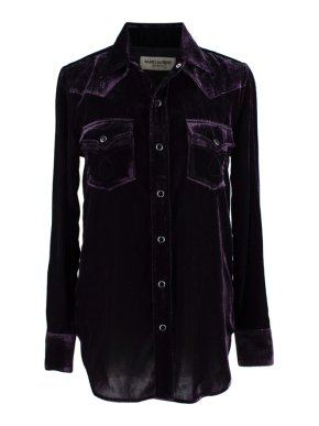Saint Laurent Purple Metallic Velvet Shirt
