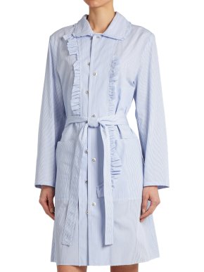 Maison Margiela Blue Striped Cotton-Poplin Shirt Dress