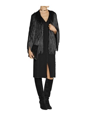 Tim Ryan Black Metallic Fringed Chevron Knitted Jacket