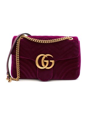 Gucci GG Marmount Purple Velvet Shoulder Bag