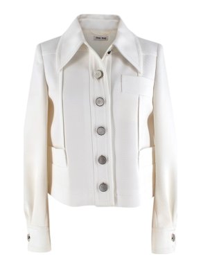 Miu Miu Ivory Tailored Jacket with Silver Buttons