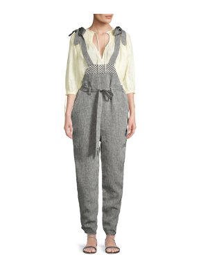 Innika Choo Charcoal Grey Linen Fava Rutfrend Dungarees