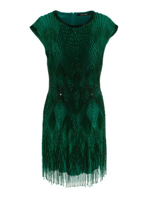 Roberto Cavalli Green Beaded Mini Dress