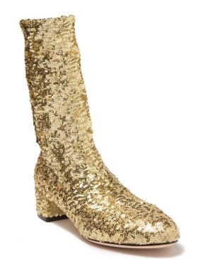 Dolce & Gabbana Gold Glitter Stretch Sequin Boots