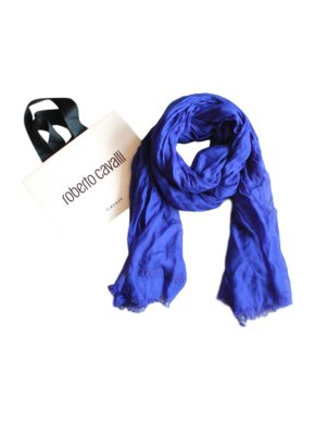 Roberto Cavalli Blue Cashmere Blend Shawl