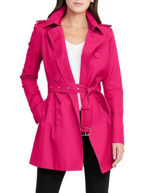 Lauren Ralph Lauren Pink Double Breasted Cotton Trench