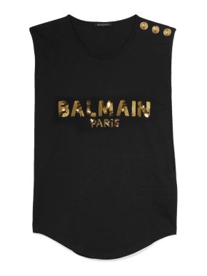 Balmain/Net-a Porter black vest top