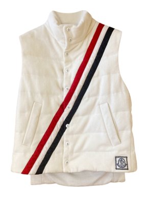 Moncler white quilted cashmere/ wool blend vest/gilet