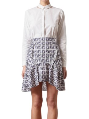 Carven Purple Stamp Print Skirt