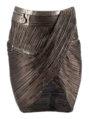 Anthony Vaccarello Gold Silk blend Pleated Skirt