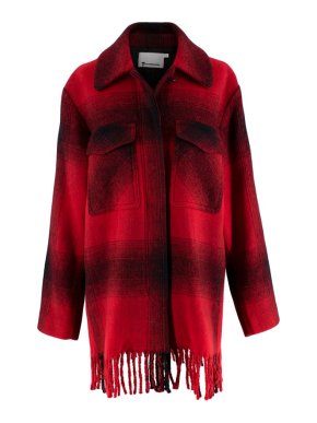 Alexander Wang Red & Black Checked Flannel Coat