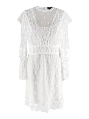 Burberry White Lace Overlay Dress