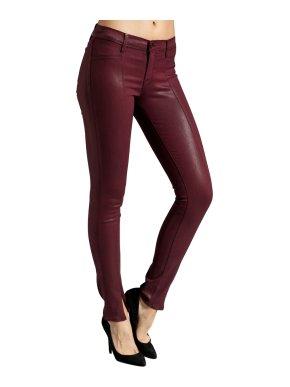 J Brand Burgundy Coated Mid-Rise Skinny Jeans