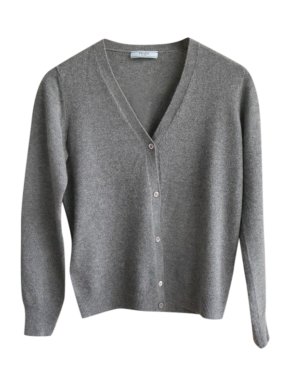 Prada Grey Cashmere V-Neck Cardigan