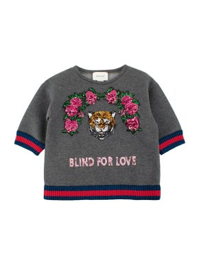 Gucci Grey Cotton Sequin Embellished Sweatshirt