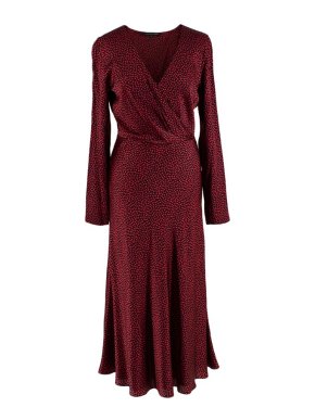 Alexander Terekhov Black Floral Silk Wrap Dress