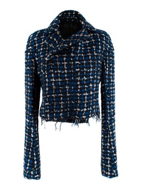 Haider Ackermann Blue & Black Boucle Cropped Jacket