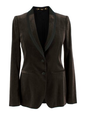 Gucci Espresso Brown Velvet Single Breasted Blazer