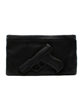 Vlieger & Vandam Black Leather Gun Feature Clutch