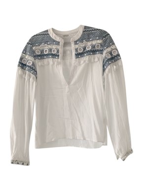 Dodo Bar Or Embroidered White & Blue Blouse