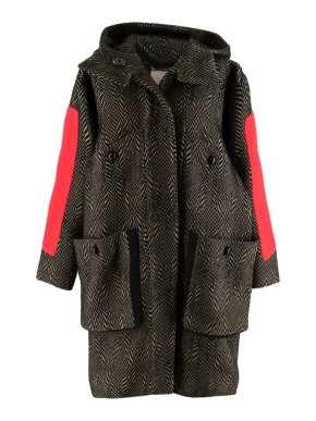 Roksanda Ilincic Black & Brown Chevron Hooded Coat