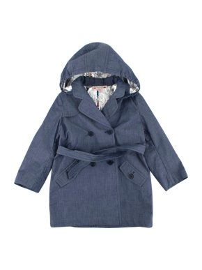 Bonpoint Navy Hooded Trench Coat with Belt