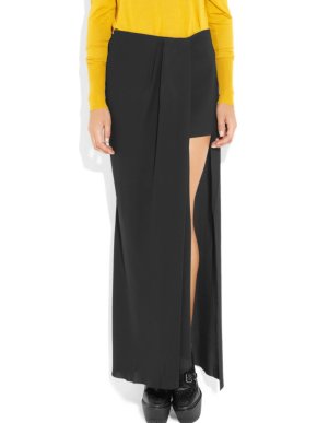 Acne Black Crepe Modern Cut-Out Maxi Skirt