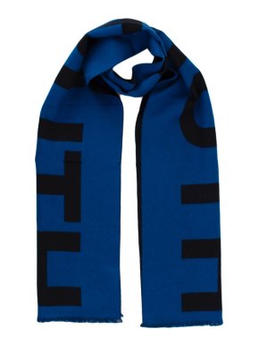 Alexander McQueen Blue & Black Wool "Truth" Scarf