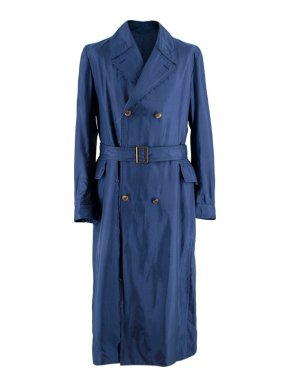 Alexander McQueen Blue Distressed Trench Coat