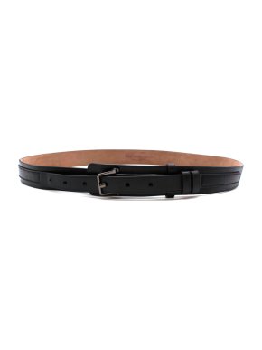 Alexander McQueen Black Leather Belt with Graphite Buckle
