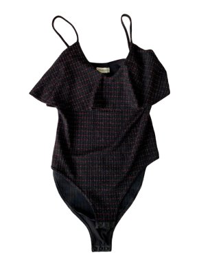 By Malene Birger Black, Red Frilled Bodysuit