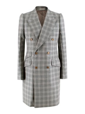 Alexander McQueen Double Breasted Micro Houndstooth Coat