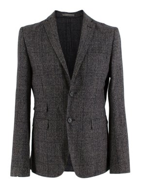 J. Lindeberg Grey Checkered Wool Single Breasted Blazer
