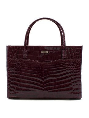 Zilli Purple Shiny Crocodile Grande Maroquinerie Bag